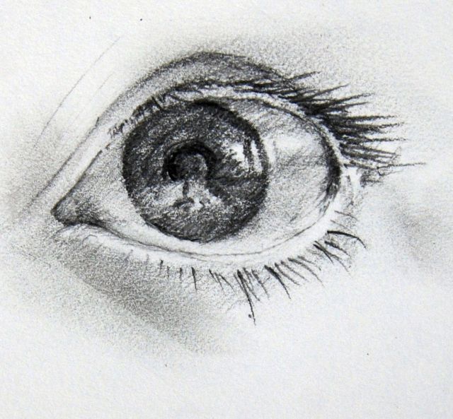 Drawing EYE with Charcoal - Step by step 